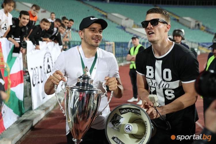 Радостта на Славия след спечелването на Купа България 2018