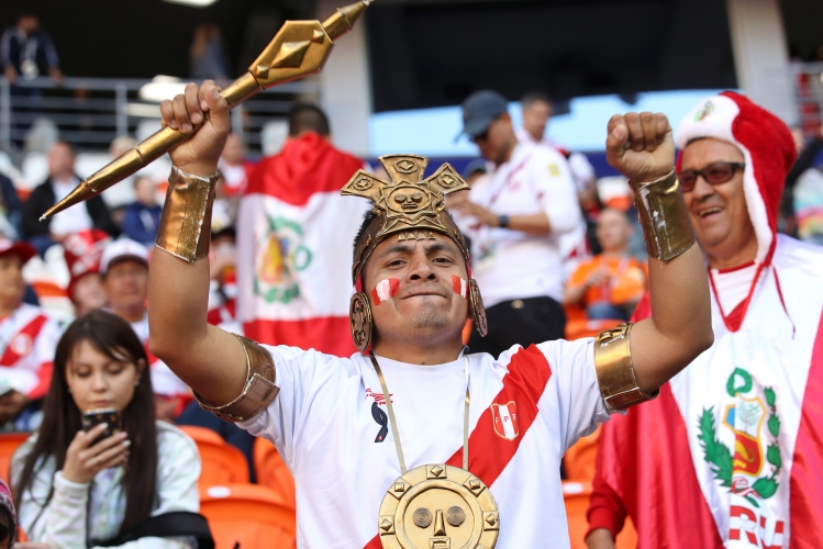Феновете на Перу на мача с Дания